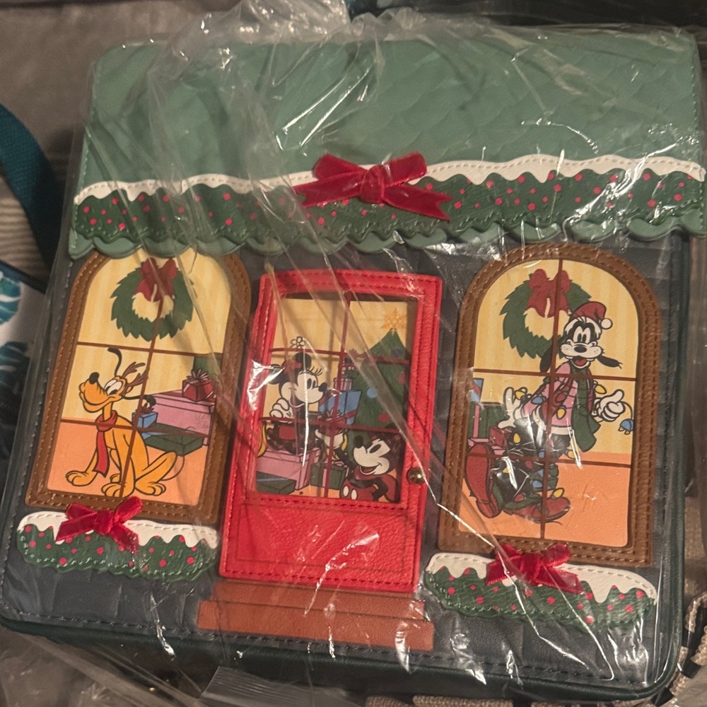 Disney Festive Holiday House Backpack with Red and Green Accents